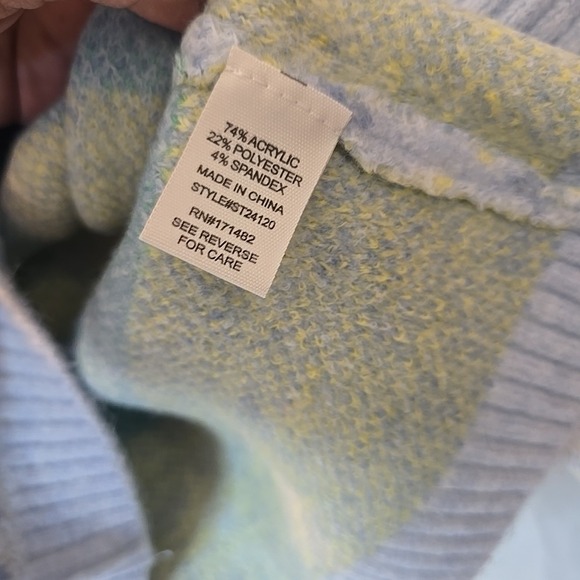 Jessica Simpson Knit Floral Cardigan Sweater Blue Yellow Tulips Size M NWT - Picture 9 of 16